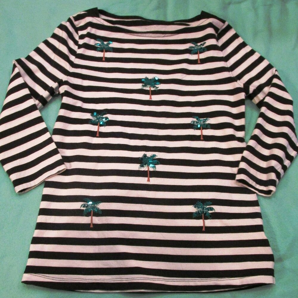 A New Day Black & White Striped Top Size Sm New